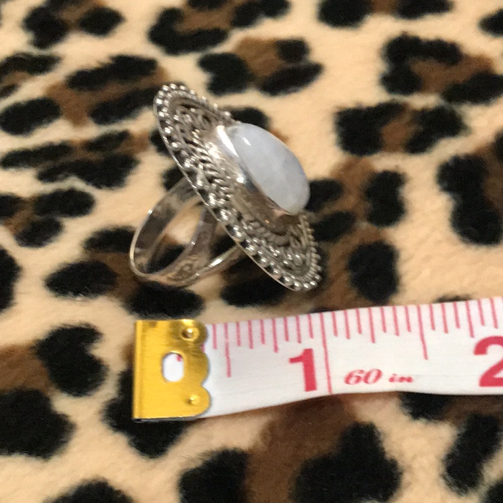 Sterling Silver Rainbow MOONSTONE Rainbow Healing Ring 7 925 Jewelry Gemstone - Picture 10 of 16